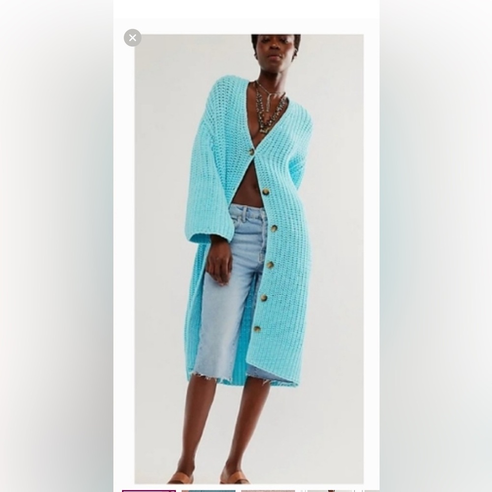 Free People Turquoise Knit Cardigan size xs
